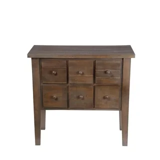 Privilege Natural-Finish Wood Six-Drawer Accent Table/Stand