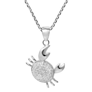 Chubby Crab Cancer Zodiac Cubic Zirconia 925 Silver Necklace (Thailand)