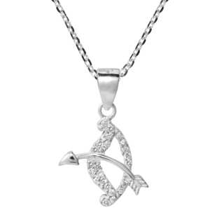 Sagittarius Archer Zodiac Sign Cubic Zirconia 925 Silver Necklace (Thailand)