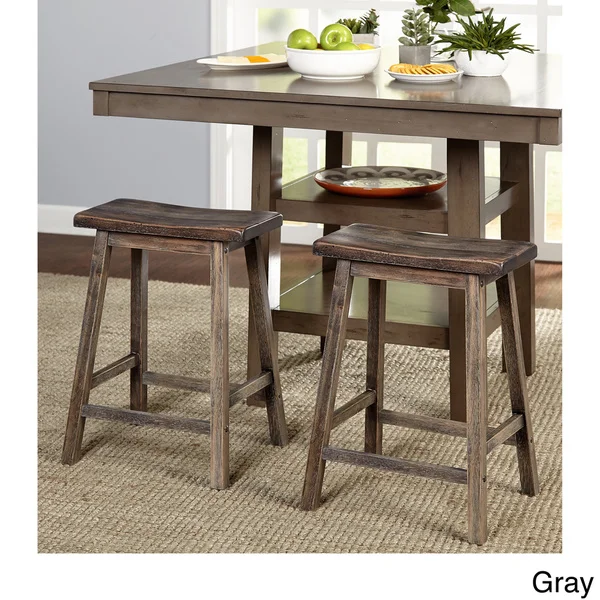 Simple Living Marney Rubberwood 24-inch Counter-height Saddle Stools (Set of 2) - N/A