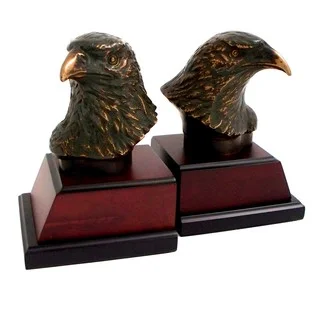 Cast Metal Bronze Finish Eagle Head Bookends