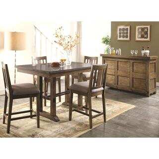 Architectural Industrial Rustic Design Counter Height Dining Set with Laminated Natural Bluestone Top