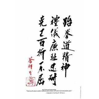 General Choi 'Tenets of Taekwondo' Korean Karate 11-inch x 17-inch Display Plaque