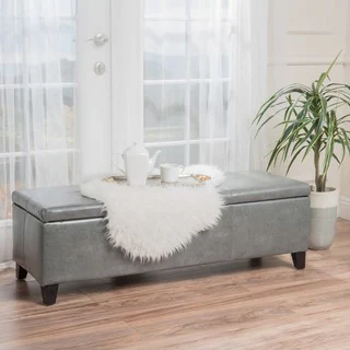 Christopher Knight Home Lucinda Bonded Leather Stitched Storage Ottoman Bench