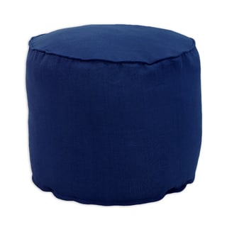 Circa Solid Navy Linen 12.5-inch Round x 12.5-inch High Corded Beads Hassock