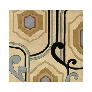 Alliyah Contemporary Abstract Ogee-shape Wool Rug (6' x 6')