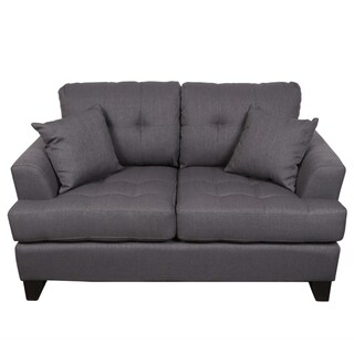 Porter Norwich Charcoal Grey Modern Loveseat with 2 Throw Pillows