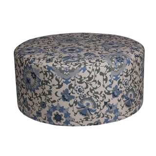Privilege Blue Fabric/Wood 36-inch Transitional Round Ottoman