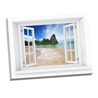 Picture It Beach Cliffs Paradise Window Art Stretched Canvas