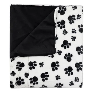 Sweet Home Collection Dalmation Paw Print Plush Faux Fur Decorative Throw Blanket (50"x60")