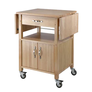 Winsome Wooden Double-drop Leaf Kitchen Cart Cabinet with Shelf
