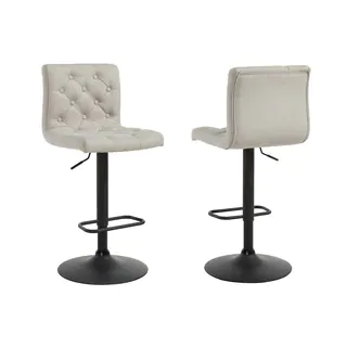 Dex Linen Adjustable-height Button-tufted Stools (Set of 2)