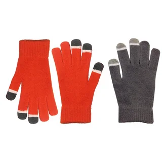 MinxNY Unisex Grey and Orange Touch-screen Gloves (Set of 2)
