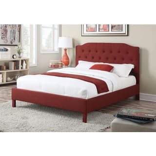 Clive Red Linen Eastern King Bed