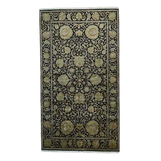 Black Wool Rajasthan Hand-knotted Rug (10'2 x 18'3)