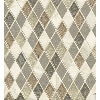 Rhomboid Blended Mosaic Destiny Glass and Stone Tile (Pack of 10 Sheets)