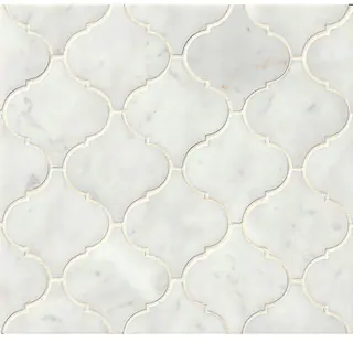 Bedrosians White Carrara Arabesque Mosaic Honed Stone Tile (Box of 10 Sheets)