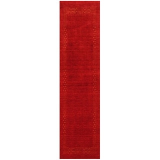 Herat Oriental Indo Hand-loomed Tribal Gabbeh Red Wool Runner (2'7 x 10)