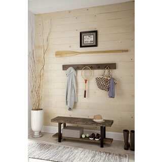 Pomona Metal and Reclaimed Wood 48-inch Wall Coat Hook With Bench