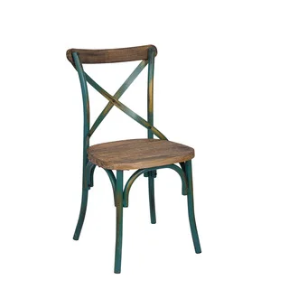 Zaire Antique Turqoise and Walnut Side Chair