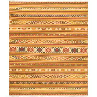 ecarpetgallery Orange Wool Handwoven Izmir Kilim (8'2 x 9'10)
