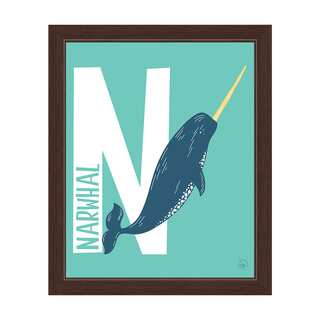 'N is for Narwhal' Espresso Framed Graphic Wall Art