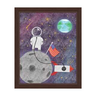 'Space Explorer' Children's Graphic Wall Art With Espresso Frame
