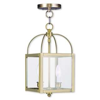 Livex Lighting Milford Antiqued Brass 2-light Hanging Lantern