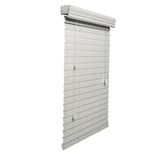 White 2-inch Faux Wood Blind 9 to 19-inch wide