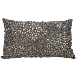 Mina Victory Luminescence Fully Beaded Pewter Throw Pillow by Nourison (13 x 18-inch)