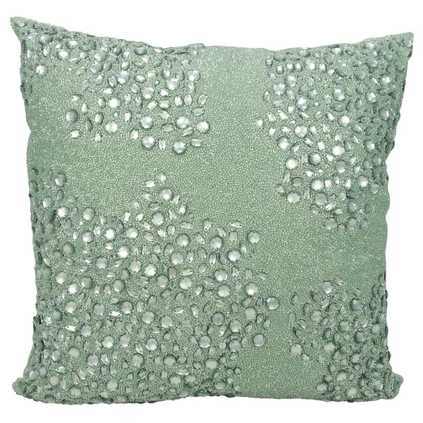 Mina Victory Luminescence Fully Beaded Celadon Throw Pillow by Nourison (20-Inch X 20-Inch)