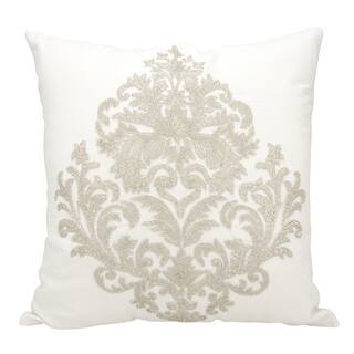 Mina Victory Luminescence Beaded Damask Silver Throw Pillow by Nourison (18 x 18-inch)