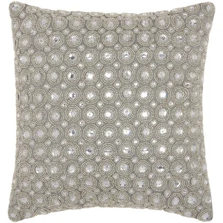 kathy ireland Marble Beads Silver Throw Pillow by Nourison (12 x 12-inch)