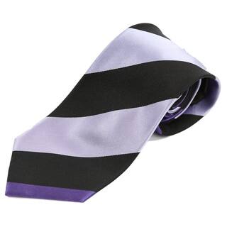 Verno Men's Purple/Black Silk Bold Stripe Handmade Tie