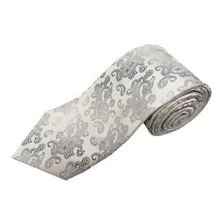 Verno Men's Brass and Silver Silk Diagonal Stripe Handmade Tie