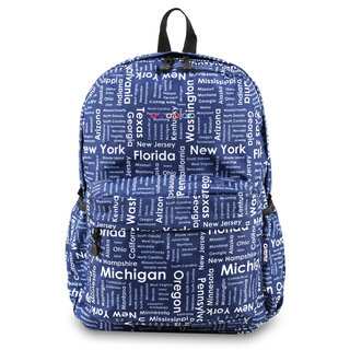 J World OZ Road Trip Blue/White Polyester Campus Backpack