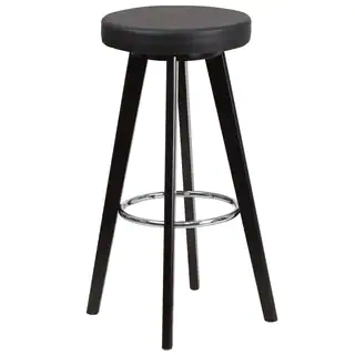 Trenton Series 29-inch' High Contemporary Vinyl Barstool with Cappuccino Wood Frame