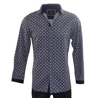 Mens Fashion Button-up Rock Roll N Soul Men's 'STARS FOR LIFE' Blue Cotton Woven Shirt