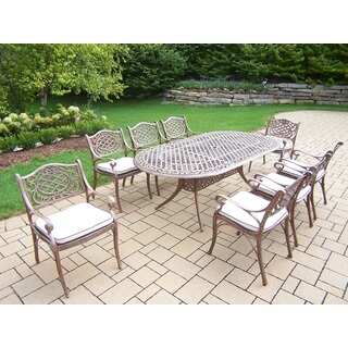 Dakota Cast Aluminum 9-piece Dining Set, with 84 x 42-inch Table, and 8 Cushioned Chairs