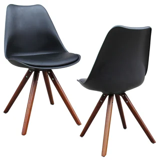 Klein Mid Century Modern Faux Leather Accent Chairs (Set of 2)
