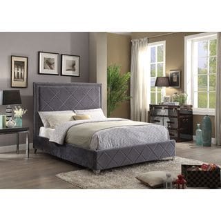 Meridian Hampton Grey Velvet Bed