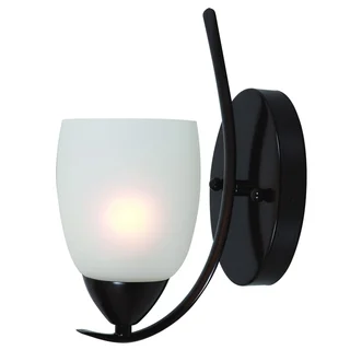 Ann Oil-rubbed Bronze 1-Light Vanity Light Fixture with White Etched Glass