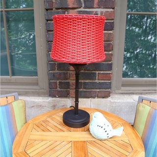River of Goods Metal/Plastic Outdoor Basketweave Table Lamp