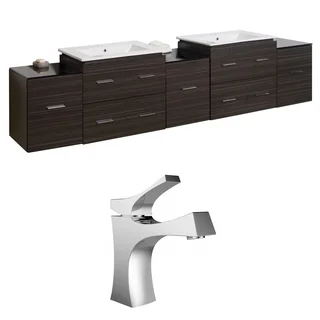 90-in. W x 18-in. D Plywood-Melamine Vanity Set In Dawn Grey With Single Hole CUPC Faucet