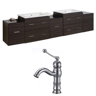 90-in. W x 18-in. D Plywood-Melamine Vanity Set In Dawn Grey With Single Hole CUPC Faucet