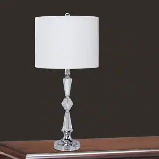 28-inch Clear Crystal & Chrome Metal Table Lamp