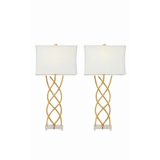 Goldtone/Off-white Metal and Resin 34-inch Table Lamp
