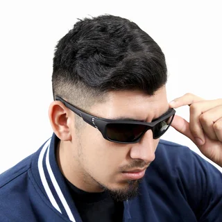Zodaca Mens Outdoor Sports Driving Black/ Green Lenses Polarized 100-percent UV Protection Wrap Sunglasses