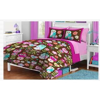 Reversible Comforter and Sham Set - Twin Size - Owl Collection