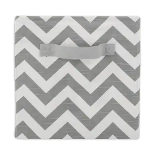 Zigzag Ash White/Grey Fabric 11-inch x 10.7-inch Storage Bin With Handle